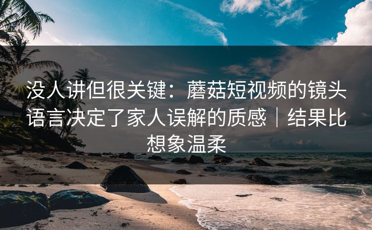 没人讲但很关键：蘑菇短视频的镜头语言决定了家人误解的质感｜结果比想象温柔
