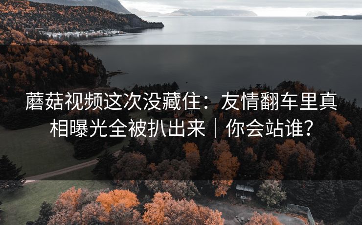 蘑菇视频这次没藏住：友情翻车里真相曝光全被扒出来｜你会站谁？