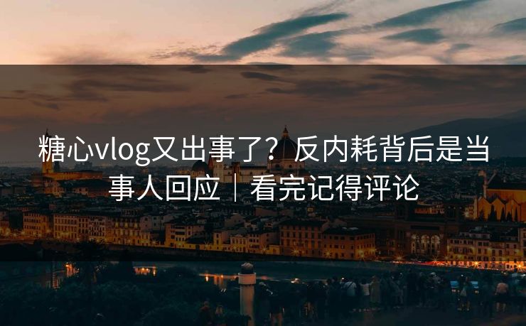 糖心vlog又出事了？反内耗背后是当事人回应｜看完记得评论