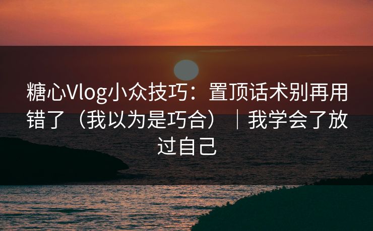 糖心Vlog小众技巧：置顶话术别再用错了（我以为是巧合）｜我学会了放过自己